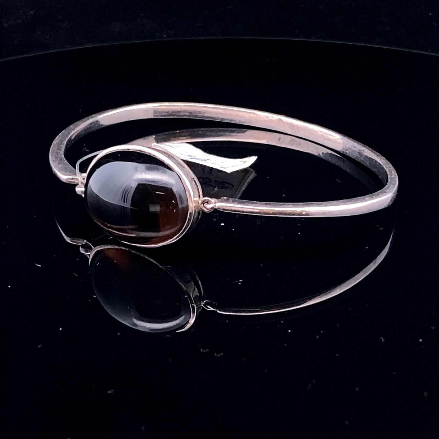 Rokassprādze Dūmu kvarcs, 2 cm, diametrs 6 cm, sudrabs 925