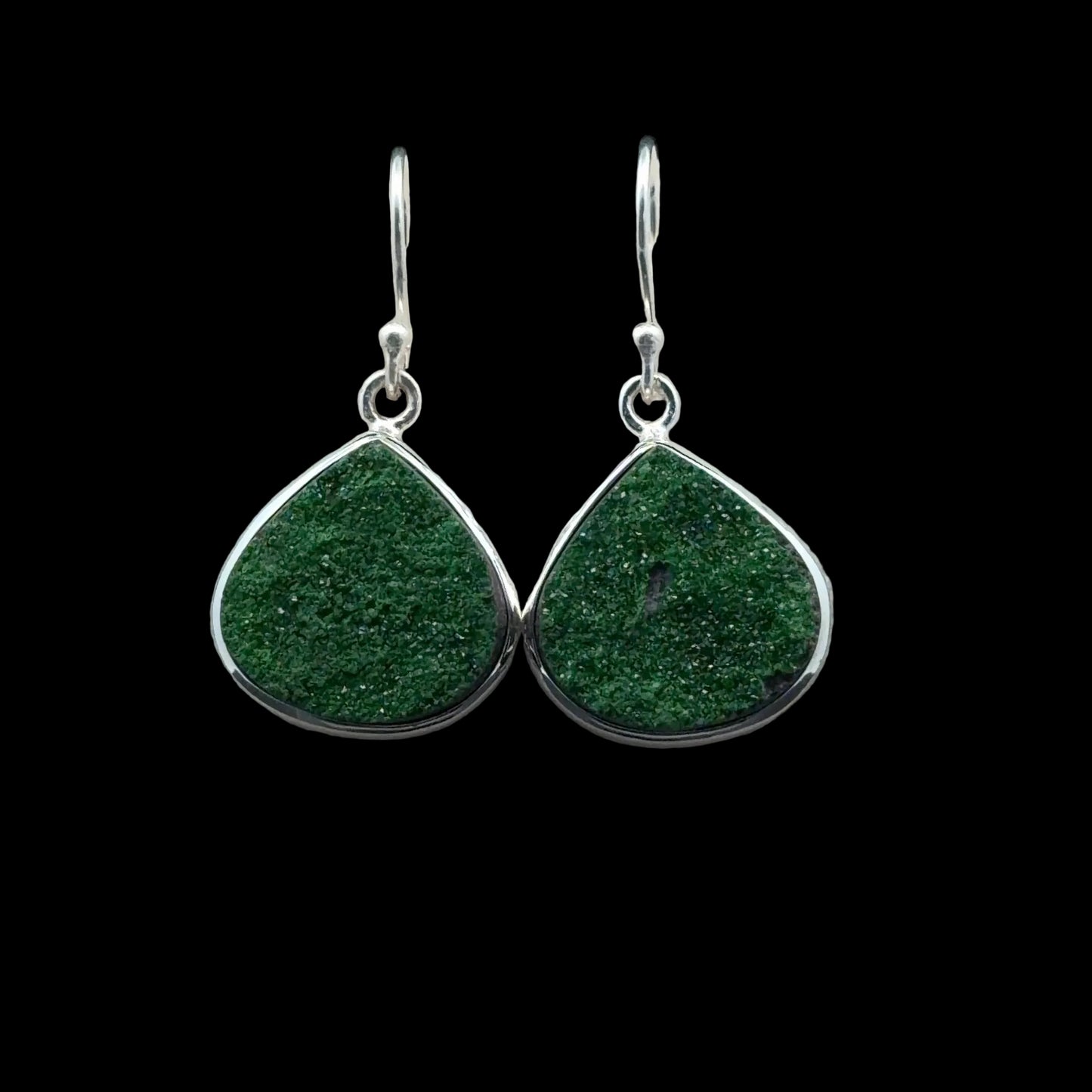 Uvarovite Earrings, 3.5 cm, Sterling Silver 925