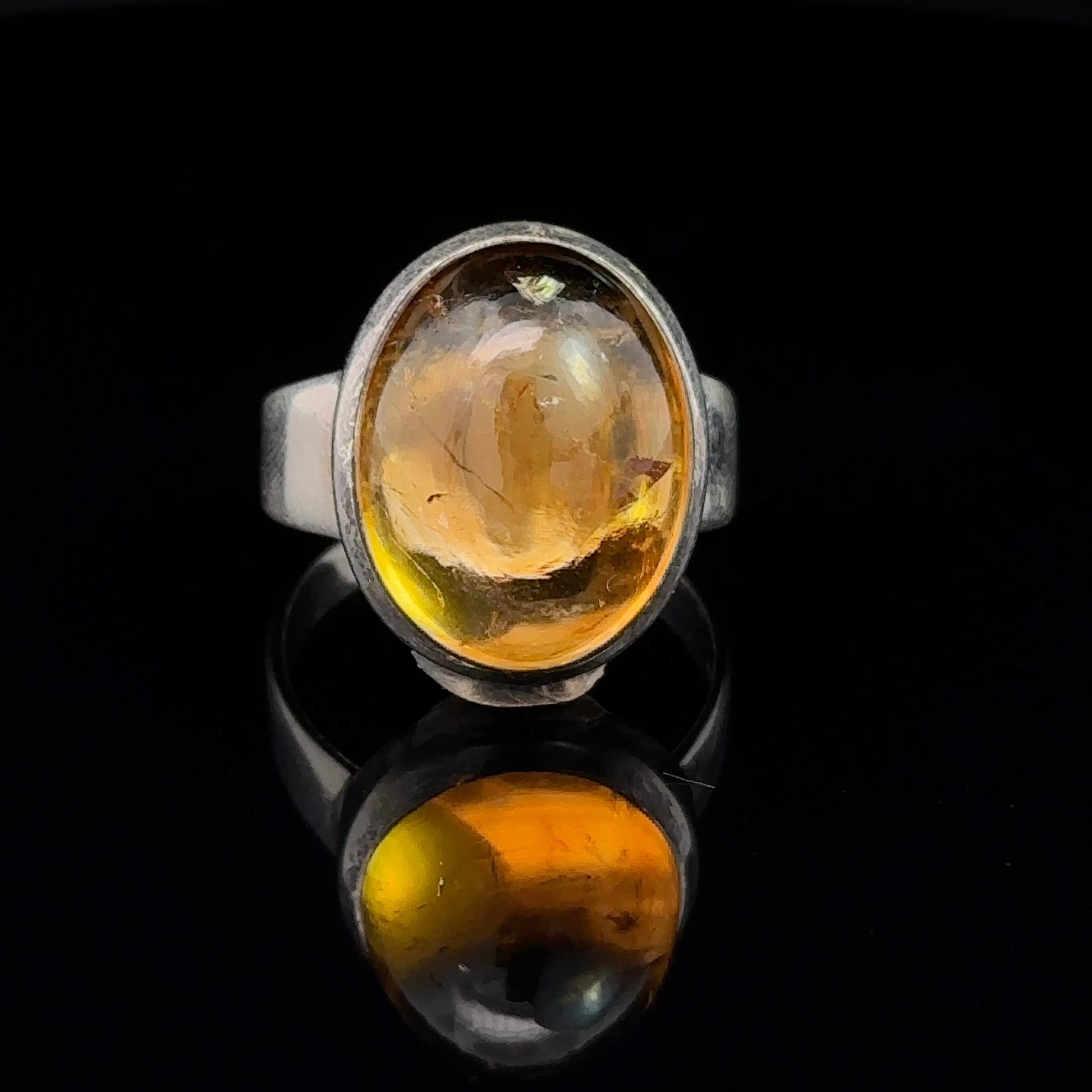 Citrine Ring Silver 925 Size 18.5 8.45 g 15x20 mm