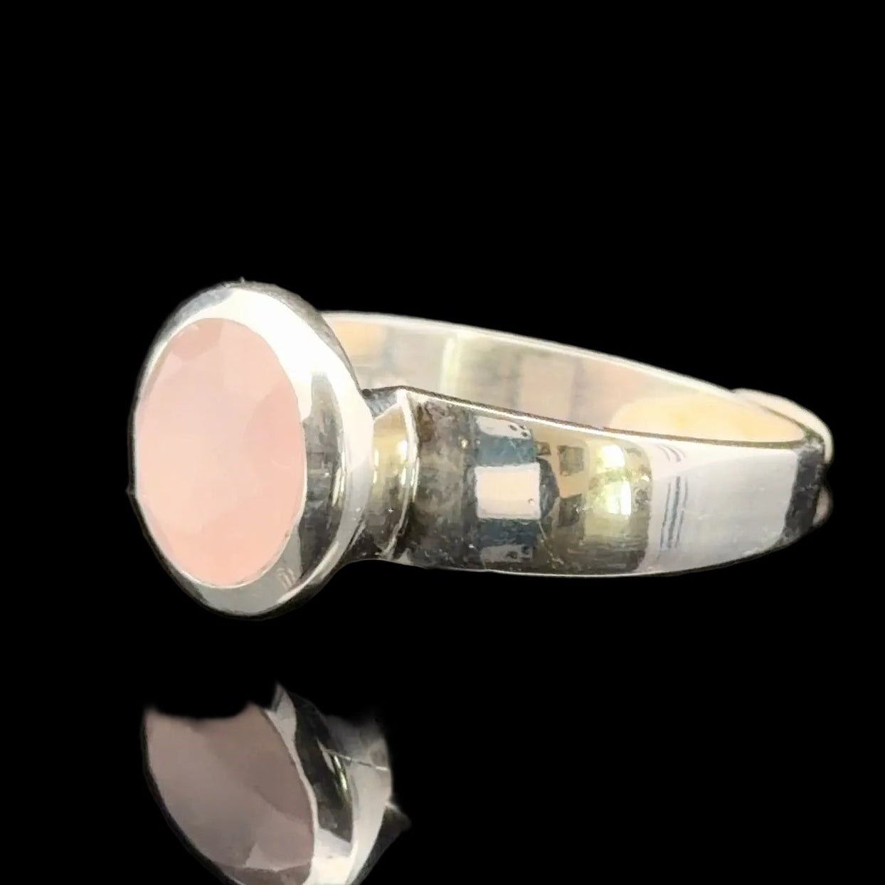Rose Quartz Ring Silver 925 Size 17