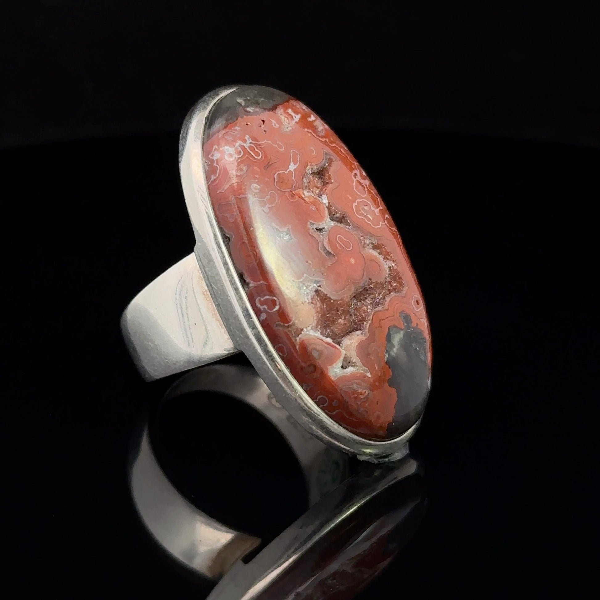 Agate Ring Silver 925 Size 19.5 16 g