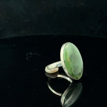 Load image into Gallery viewer, Sayany Nephrite Ring, size 16, 4.7 g, stone 12 x 23 mm; 925 sterling silver
