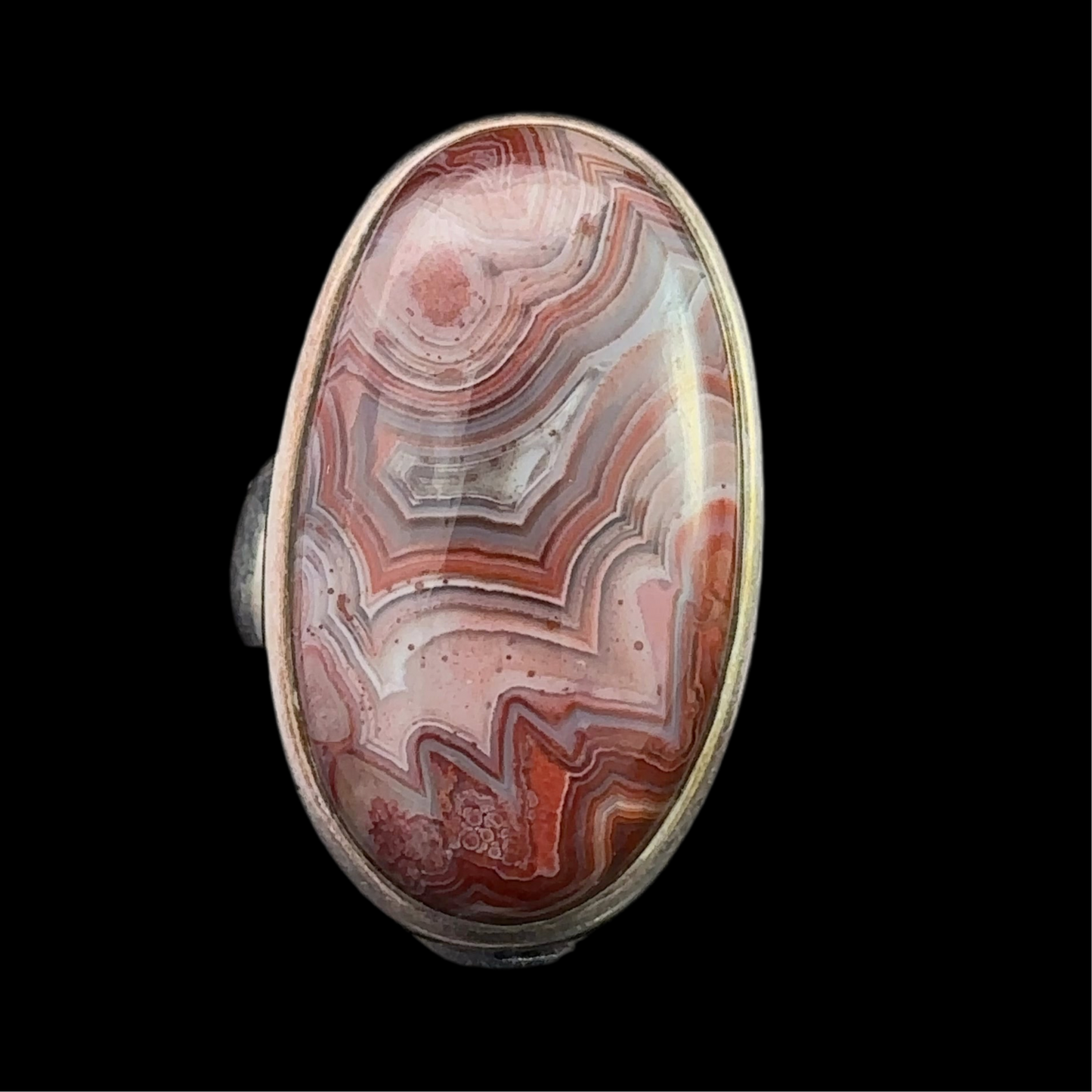 Agate Ring Silver 925 Size 17.5