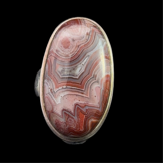 Agate Ring Silver 925 Size 17.5