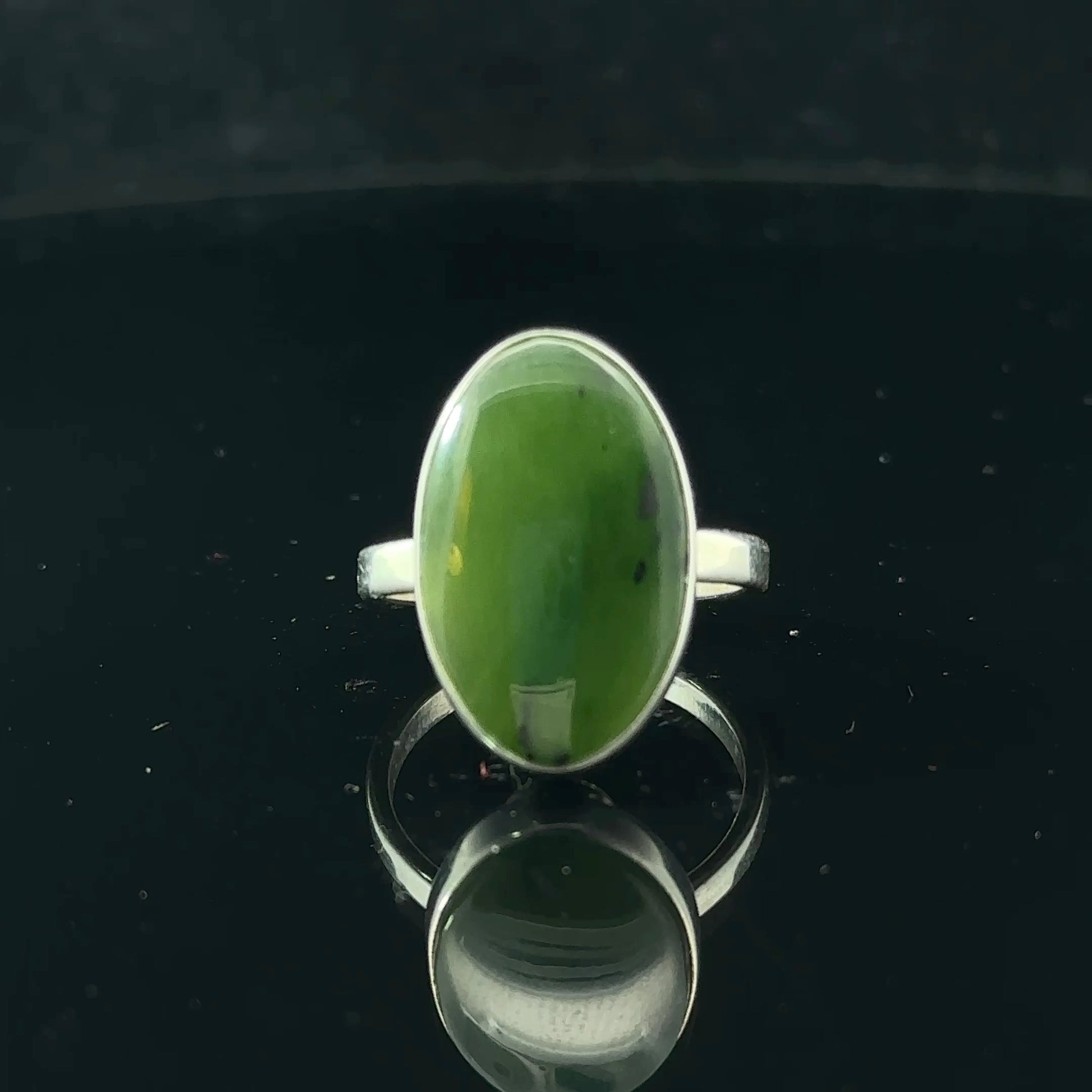 Sayany Nephrite Ring, size 17, 3.80 g, stone 10 x 20 mm