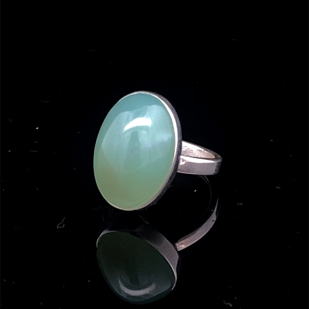 Chrysoprase ring, silver 925, size 14