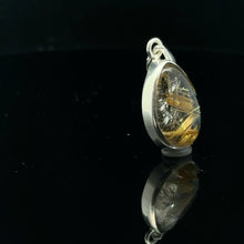 Load image into Gallery viewer, Quartz pendant with rutile, 5 g, 3 x 1 cm; 925 sterling silver
