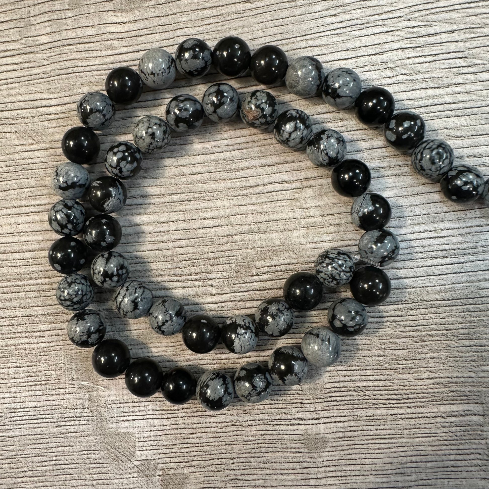 Obsidian Snow Beads 8mm, 48 pcs.