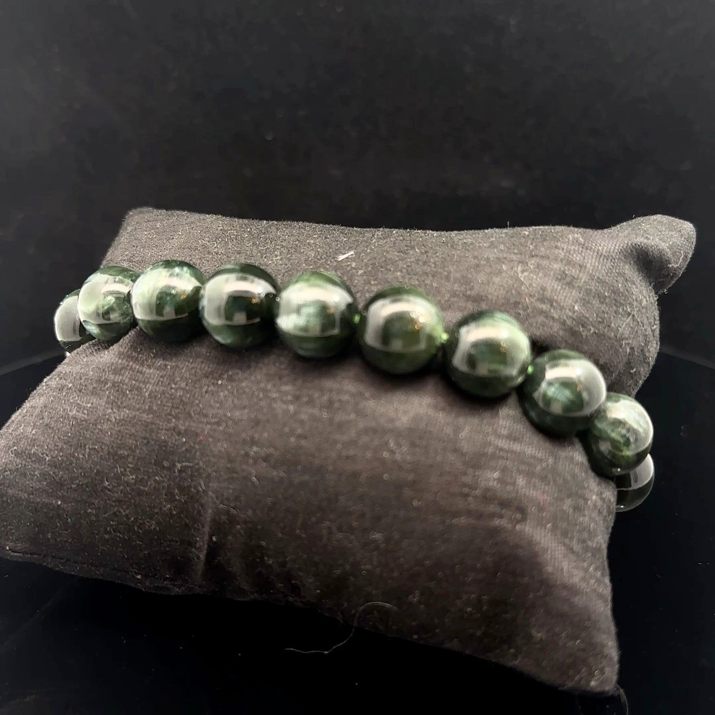 Seraphinite bracelet beads 10 mm 19 pcs