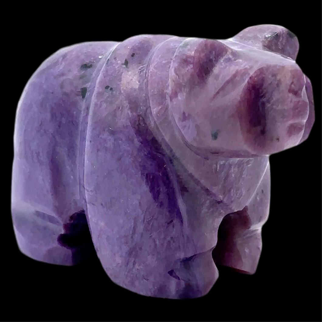 Bear made of Charoite, 4 cm high and 6 cm long