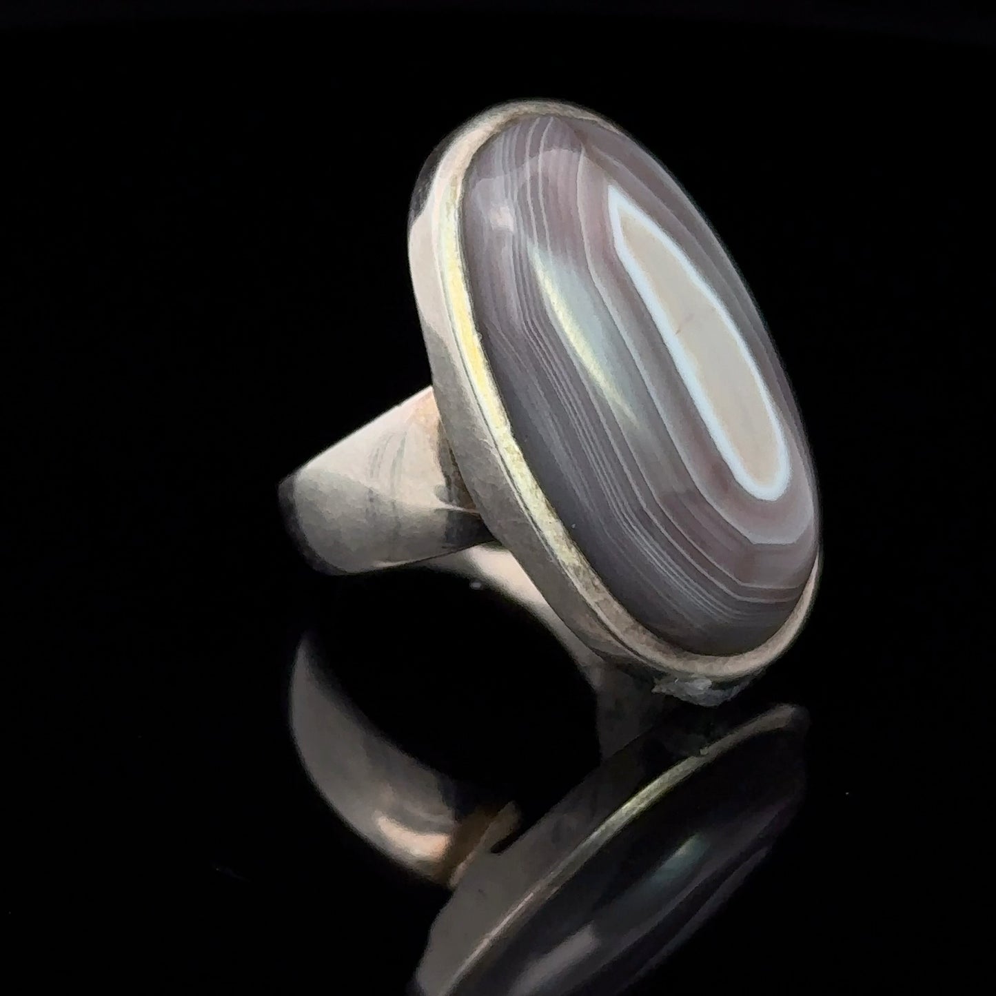 Agate Ring Silver 925 Size 17.5