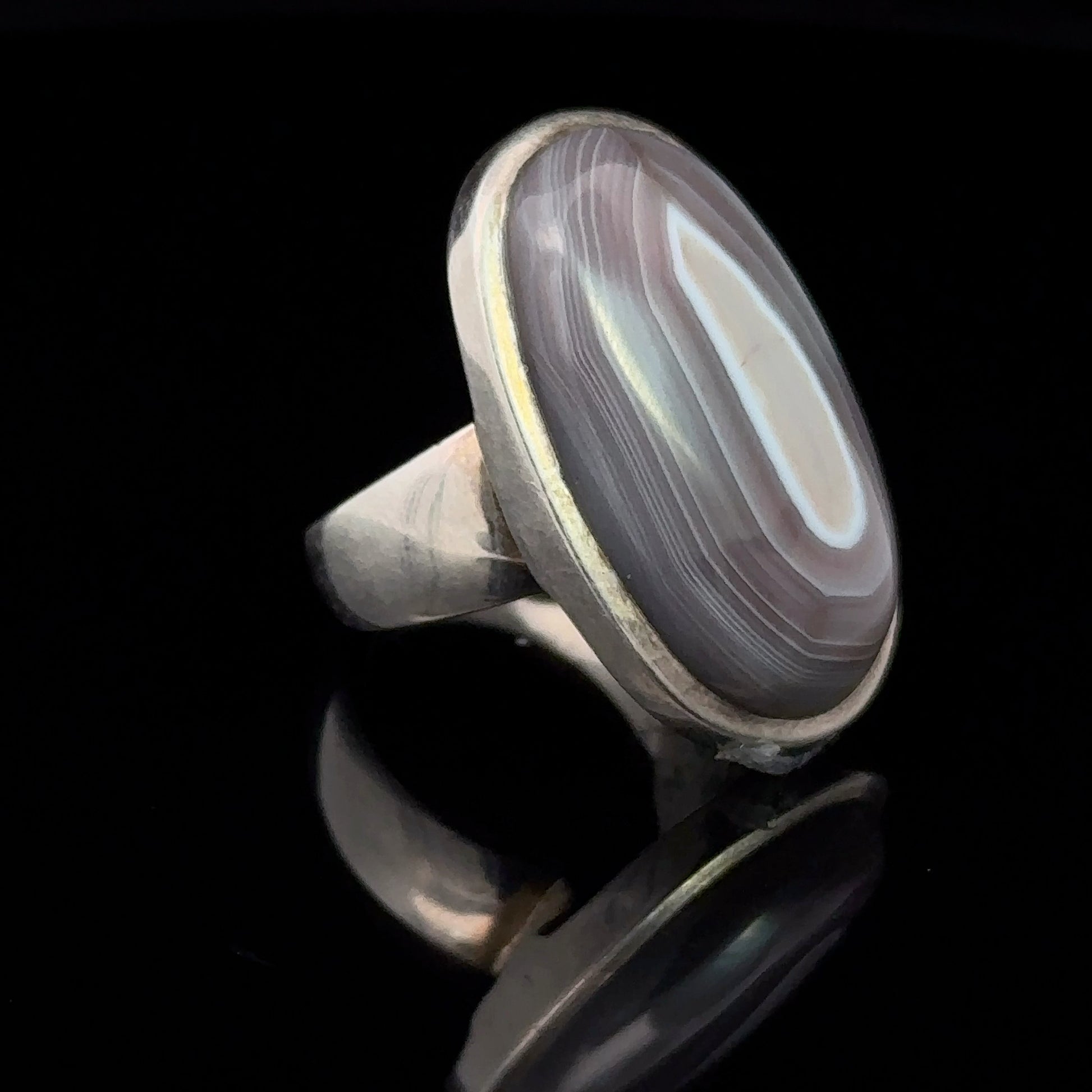 Agate Ring Silver 925 Size 17.5