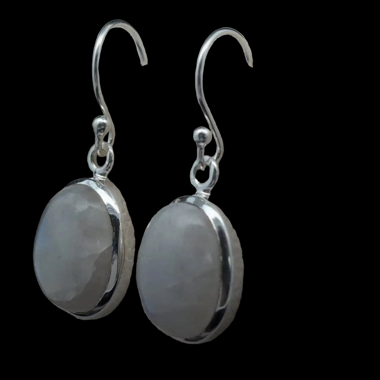Moonstone (Adularia) Earrings, 3 cm, Sterling Silver 925, 5 g