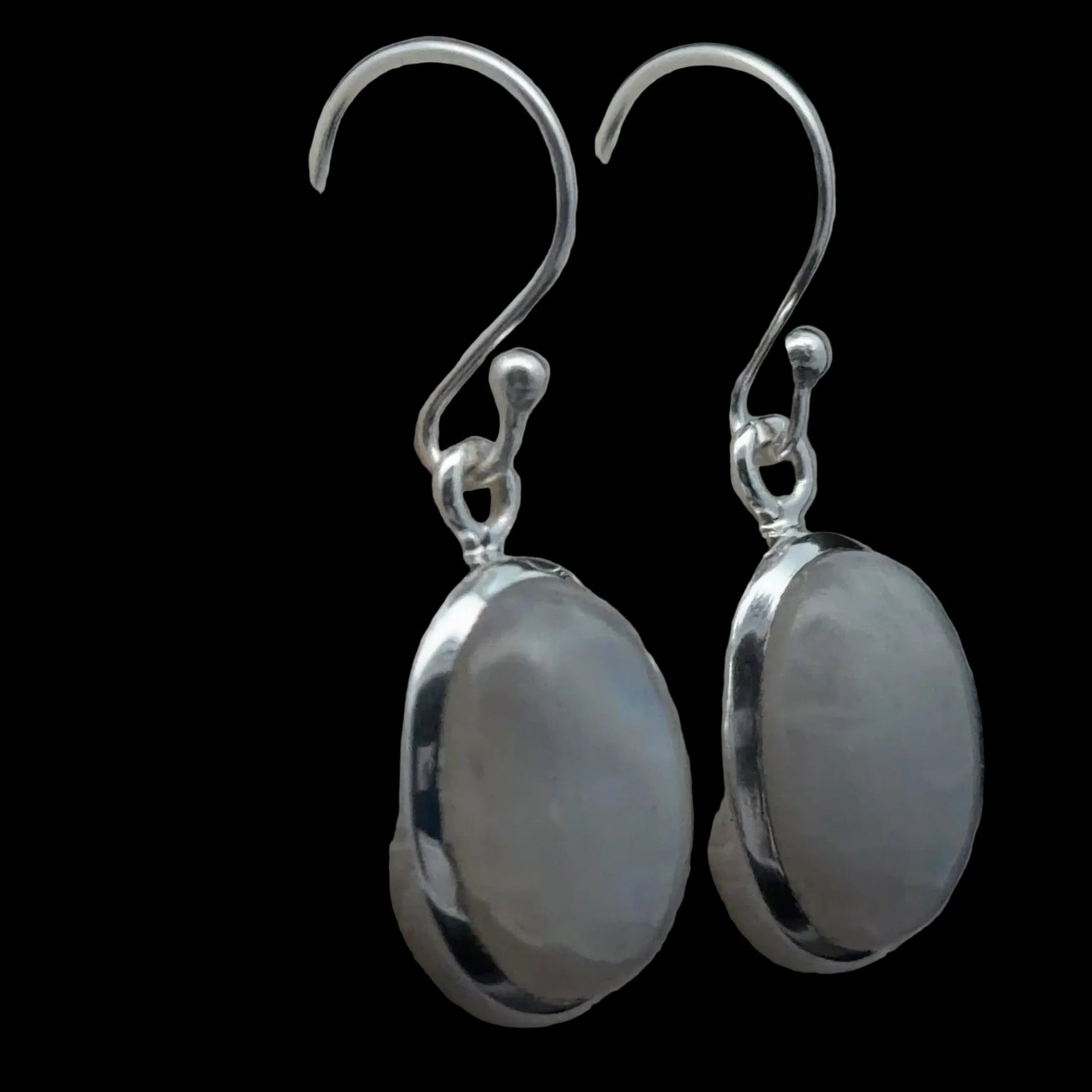 Moonstone (Adularia) Earrings, 3 cm, Sterling Silver 925, 5 g