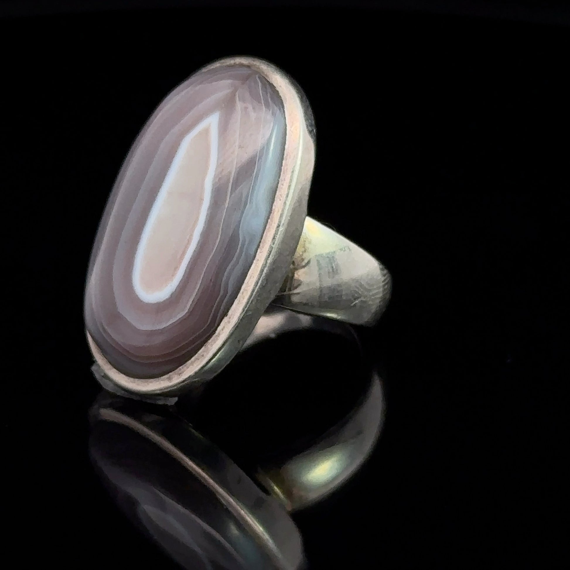 Agate Ring Silver 925 Size 17.5