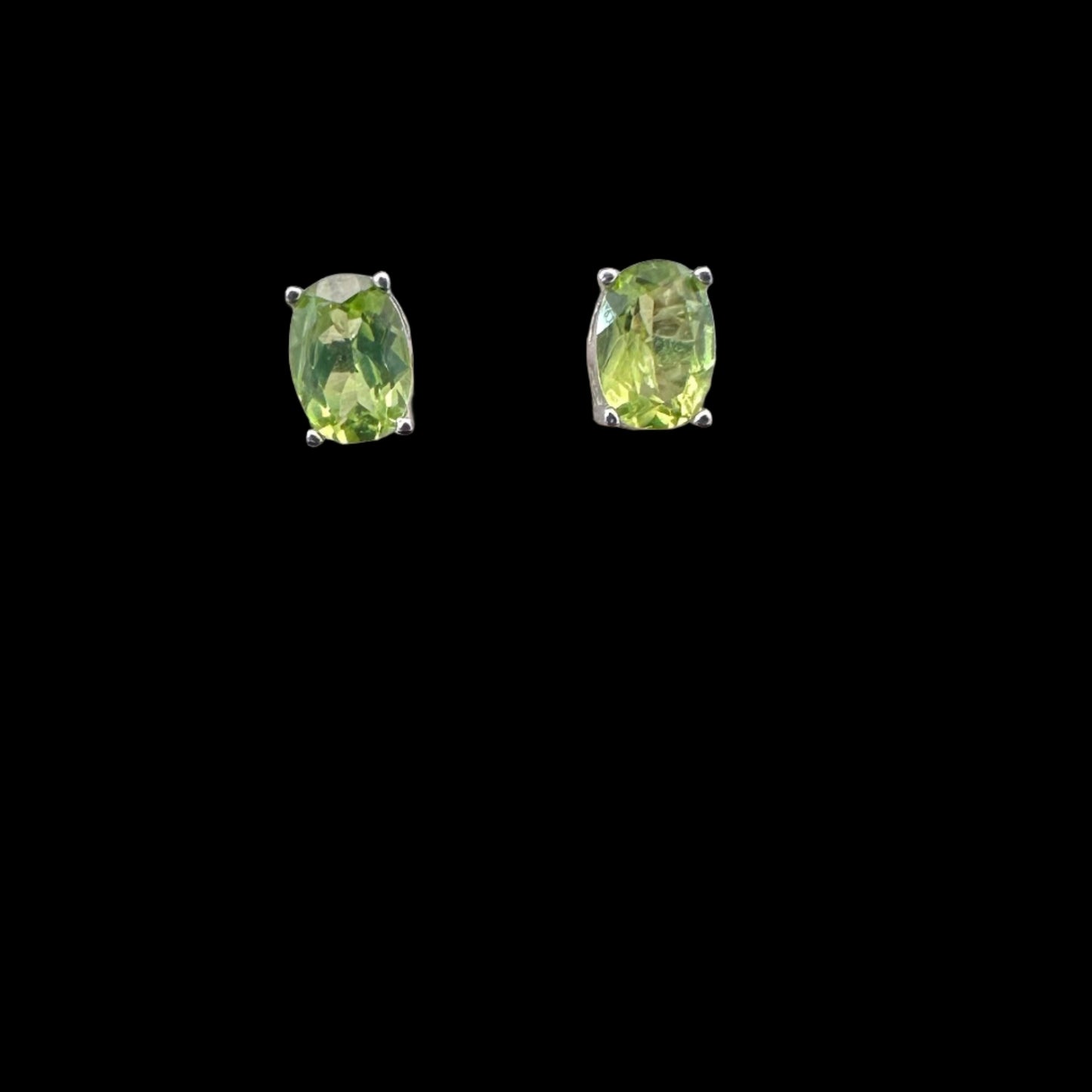Peridot Stud Earrings Silver 925 5.3 g 5x6 mm Silicone Back