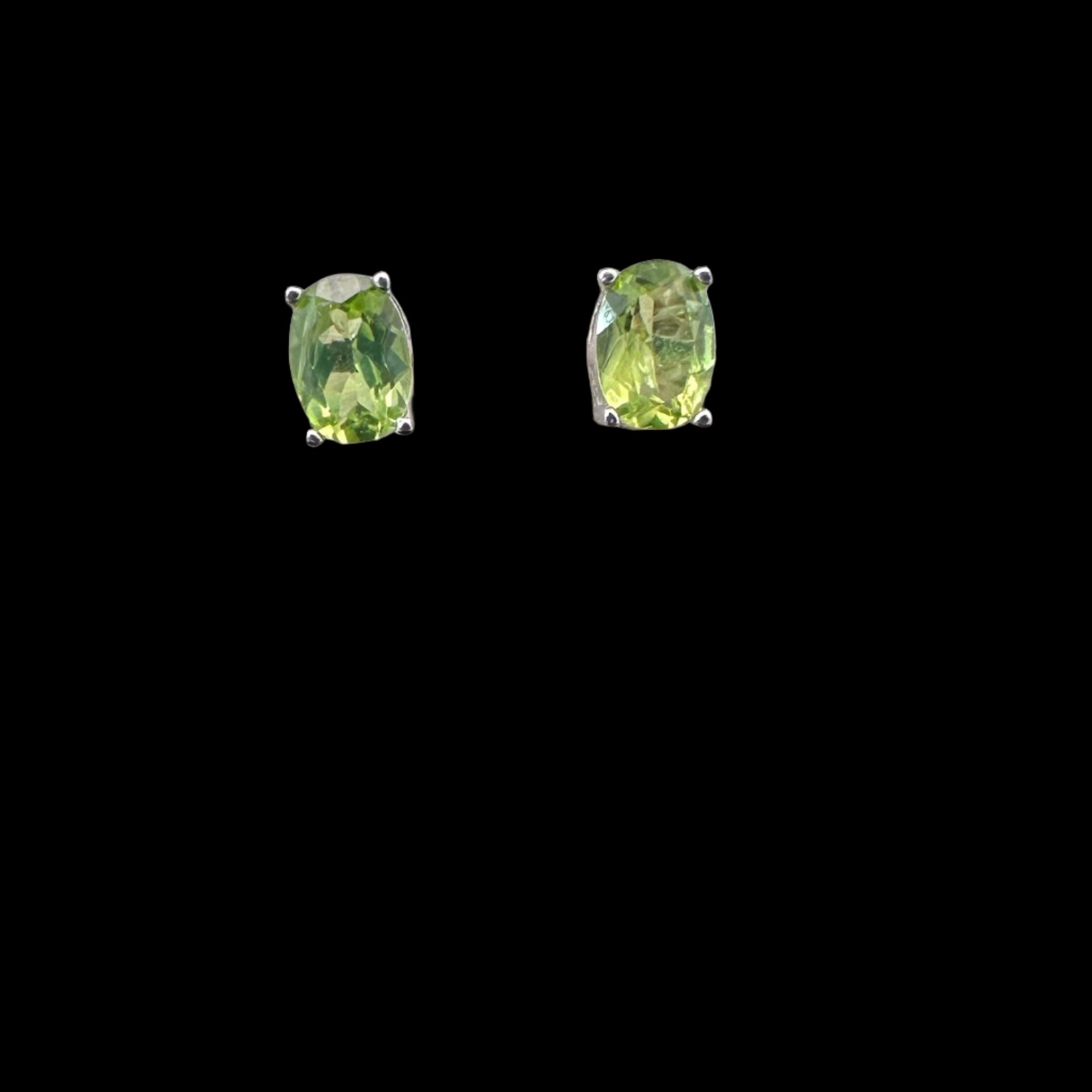Peridot Stud Earrings Silver 925 5.3 g 5x6 mm Silicone Back