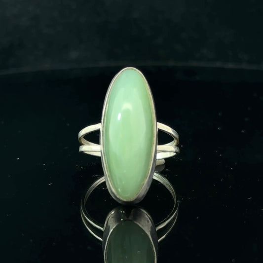 Sayan Nephrite Ring, size 17; 925 sterling silver