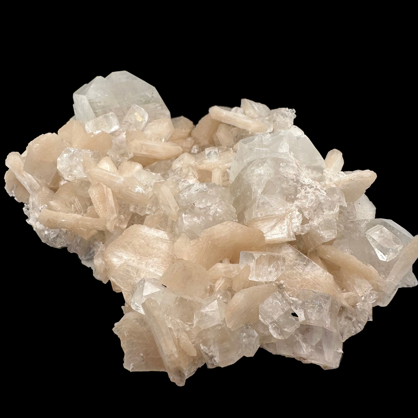 Apophyllite Stilbite Druze 430 g 16 × 12 × 3 cm