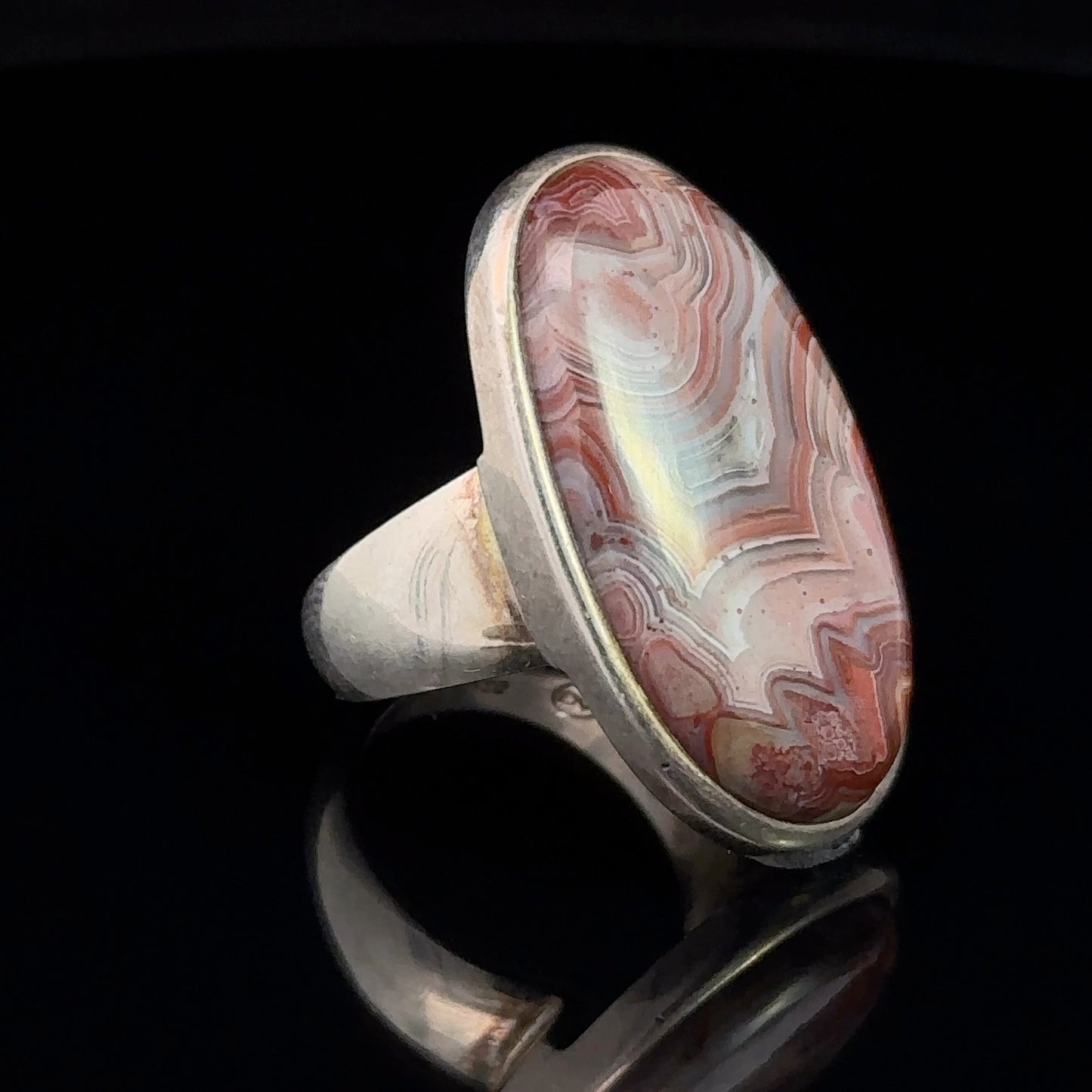 Agate Ring Silver 925 Size 17.5