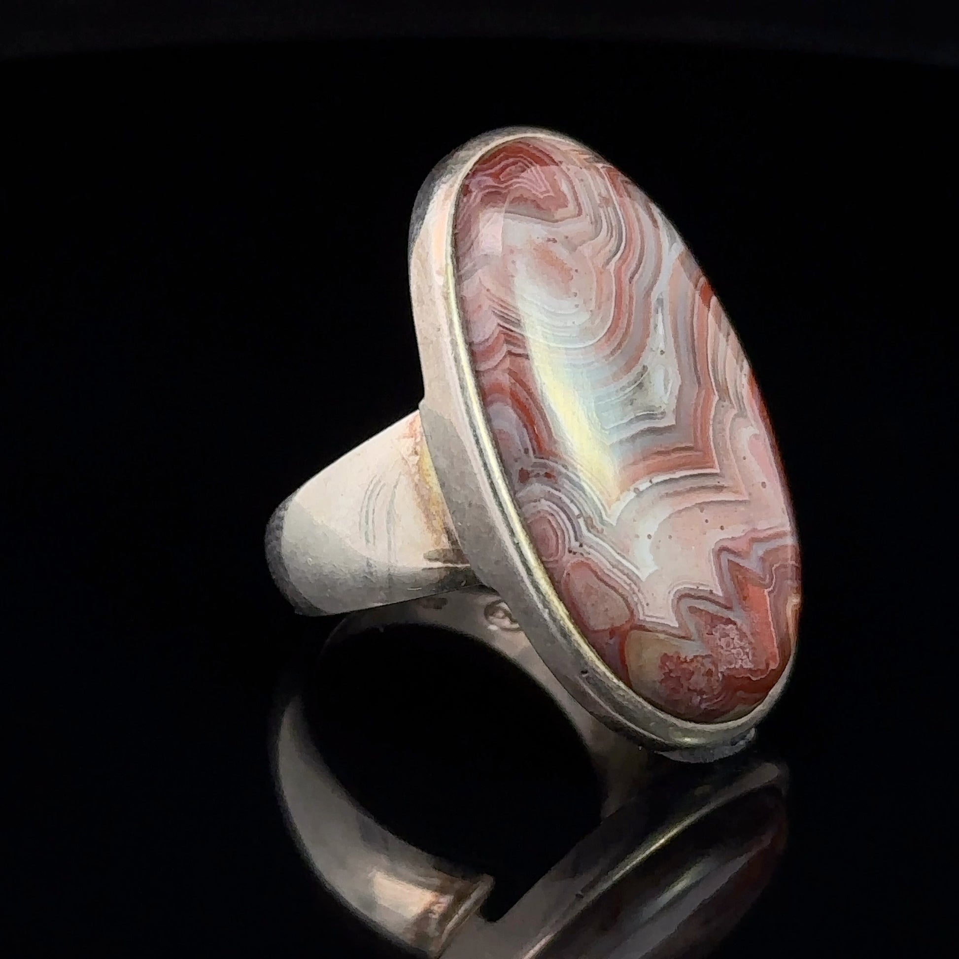 Agate Ring Silver 925 Size 17.5