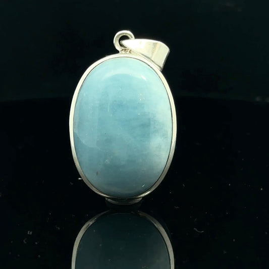 Aquamarine pendant, 16.5g, 4 x 2cm; 925 sterling silver