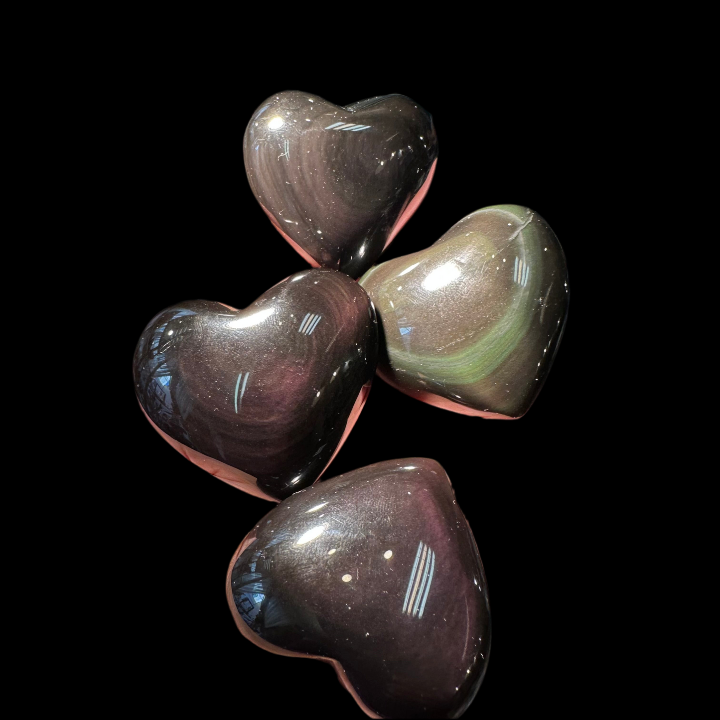 Natural rainbow obsidian heart 72 g 6×4 cm