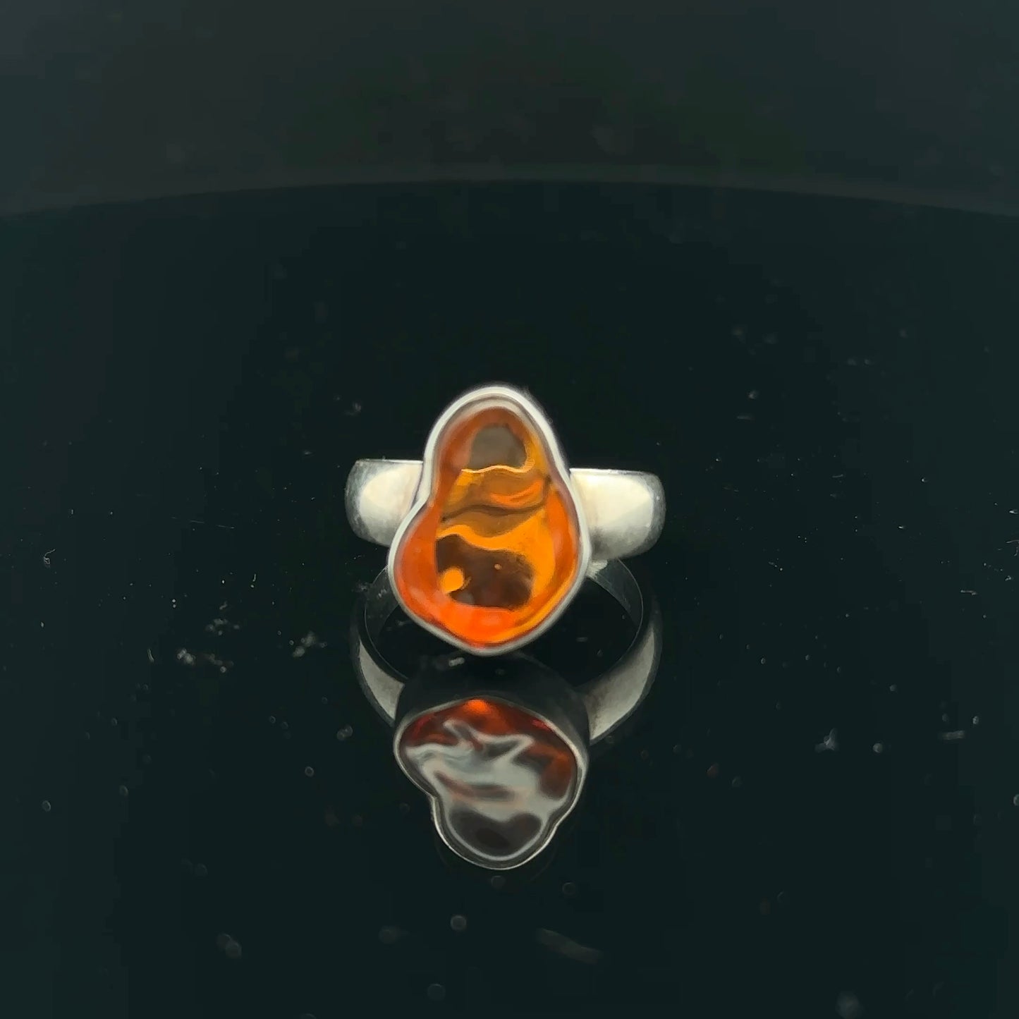 Fire Opal Ring, 4.2g, size 17; 925 sterling silver