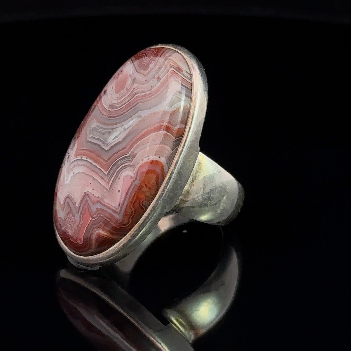 Agate Ring Silver 925 Size 17.5