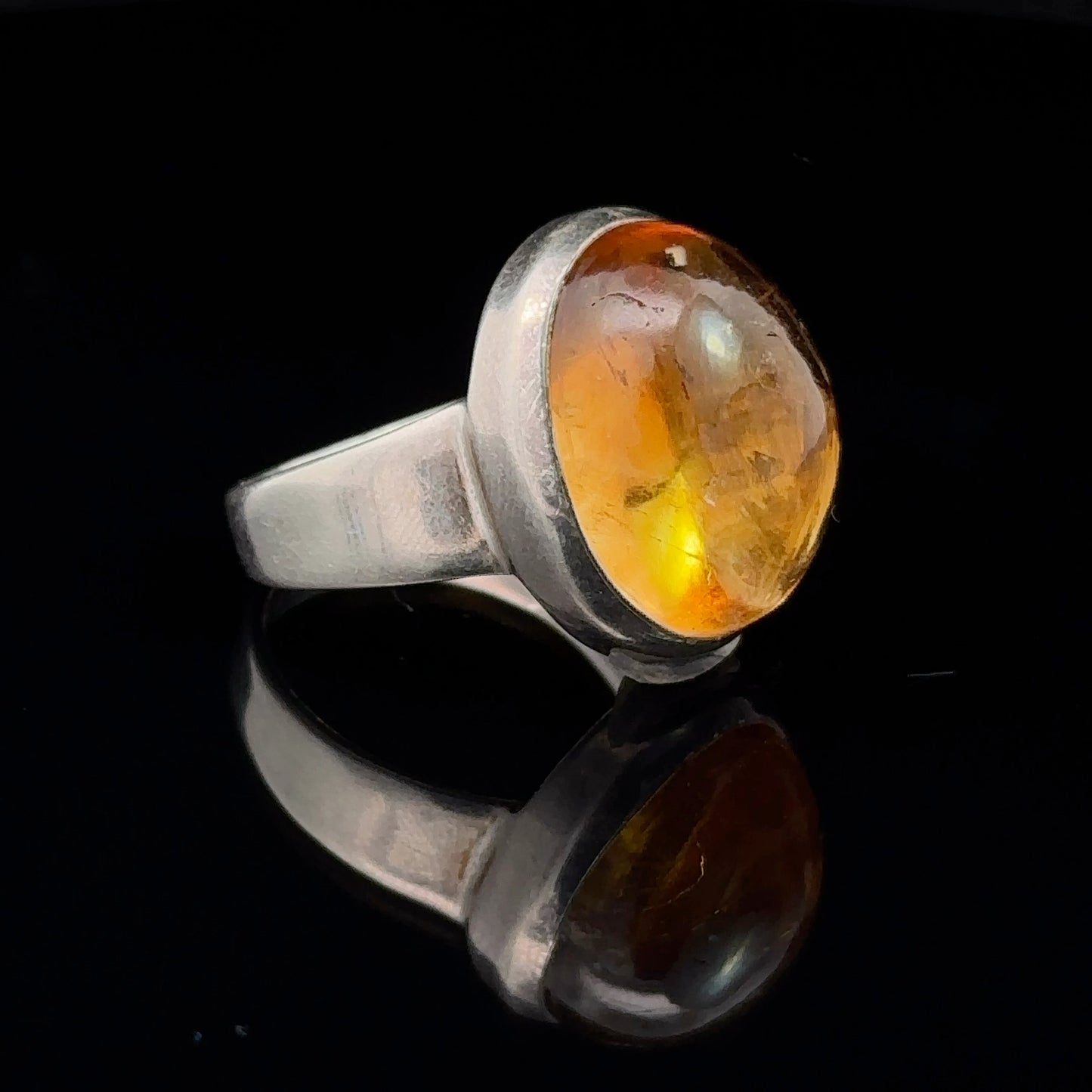Citrine Ring Silver 925 Size 17 8.5 g 14x20 mm