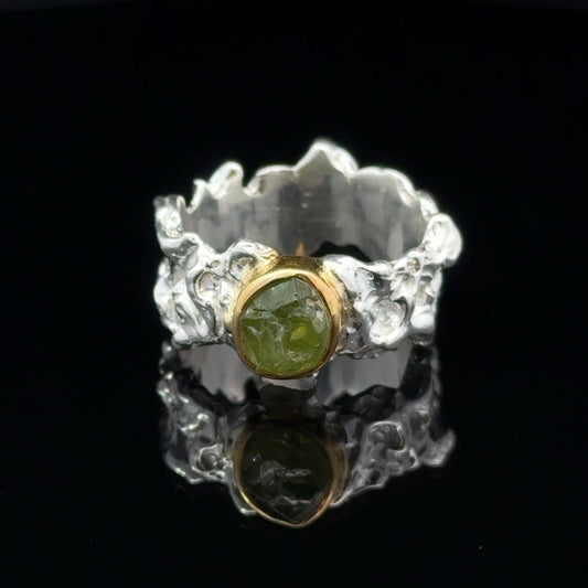 Chrysolite Ring Silver 925 Size 19
