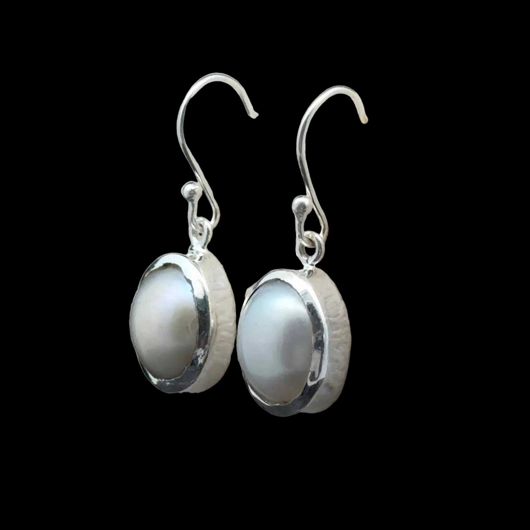 Pearl Earrings, 3 cm, Sterling Silver 925, 7 g