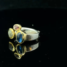 Загрузить изображение в средство просмотра галереи, Кольцо Кианит, алмаз, турмалин 17,5 размер; серебро 925
