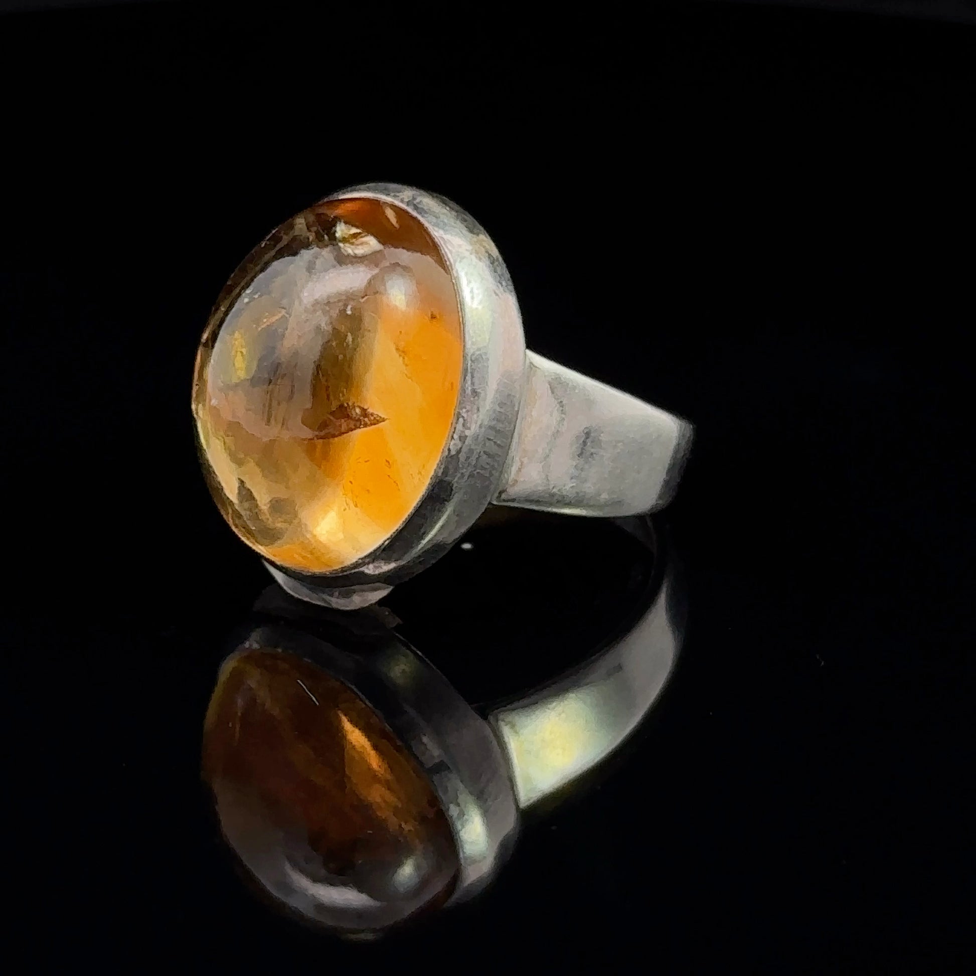 Citrine Ring Silver 925 Size 17 8.5 g 14x20 mm