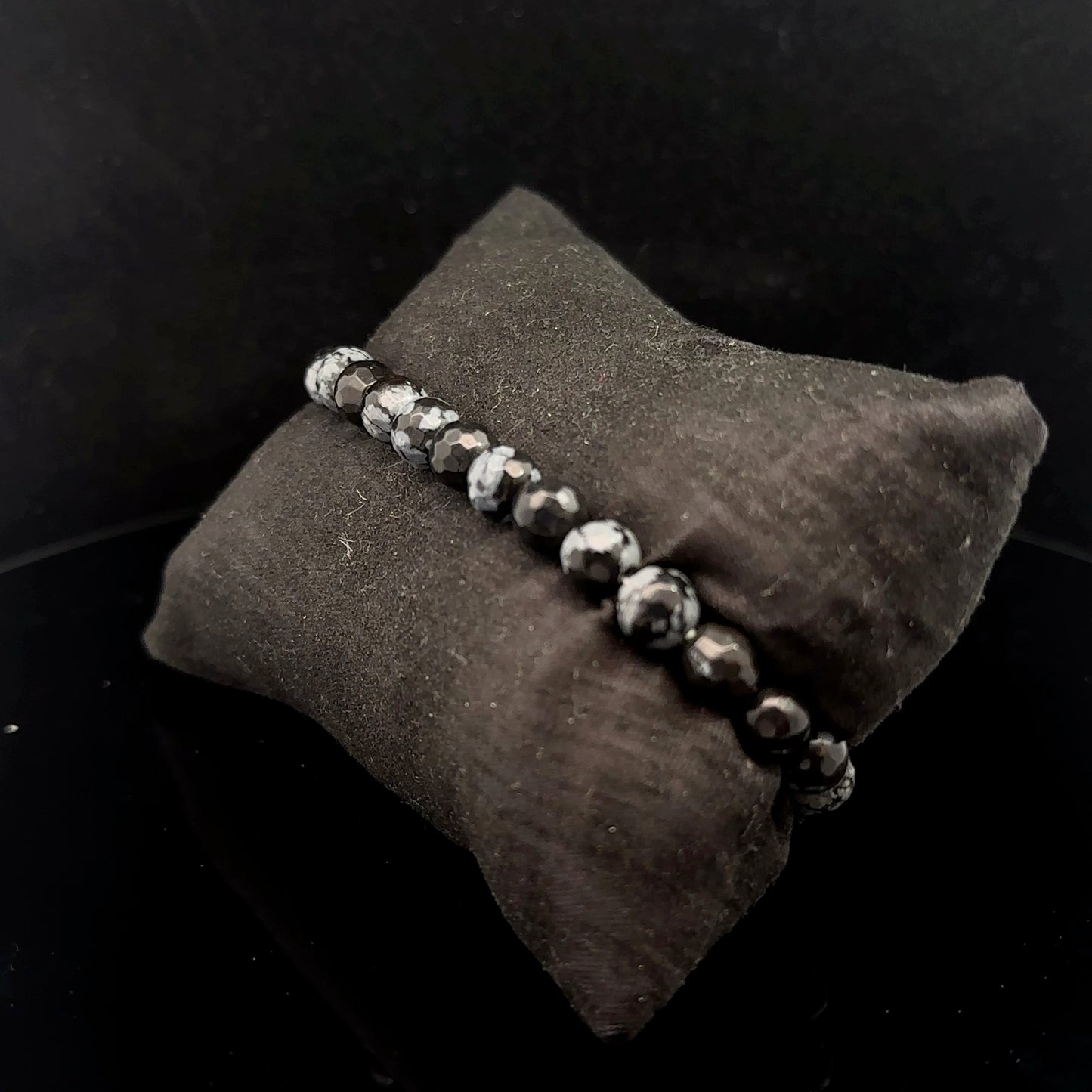 Obsidian Beads Bracelet 6mm, Faceted, 30 pcs.