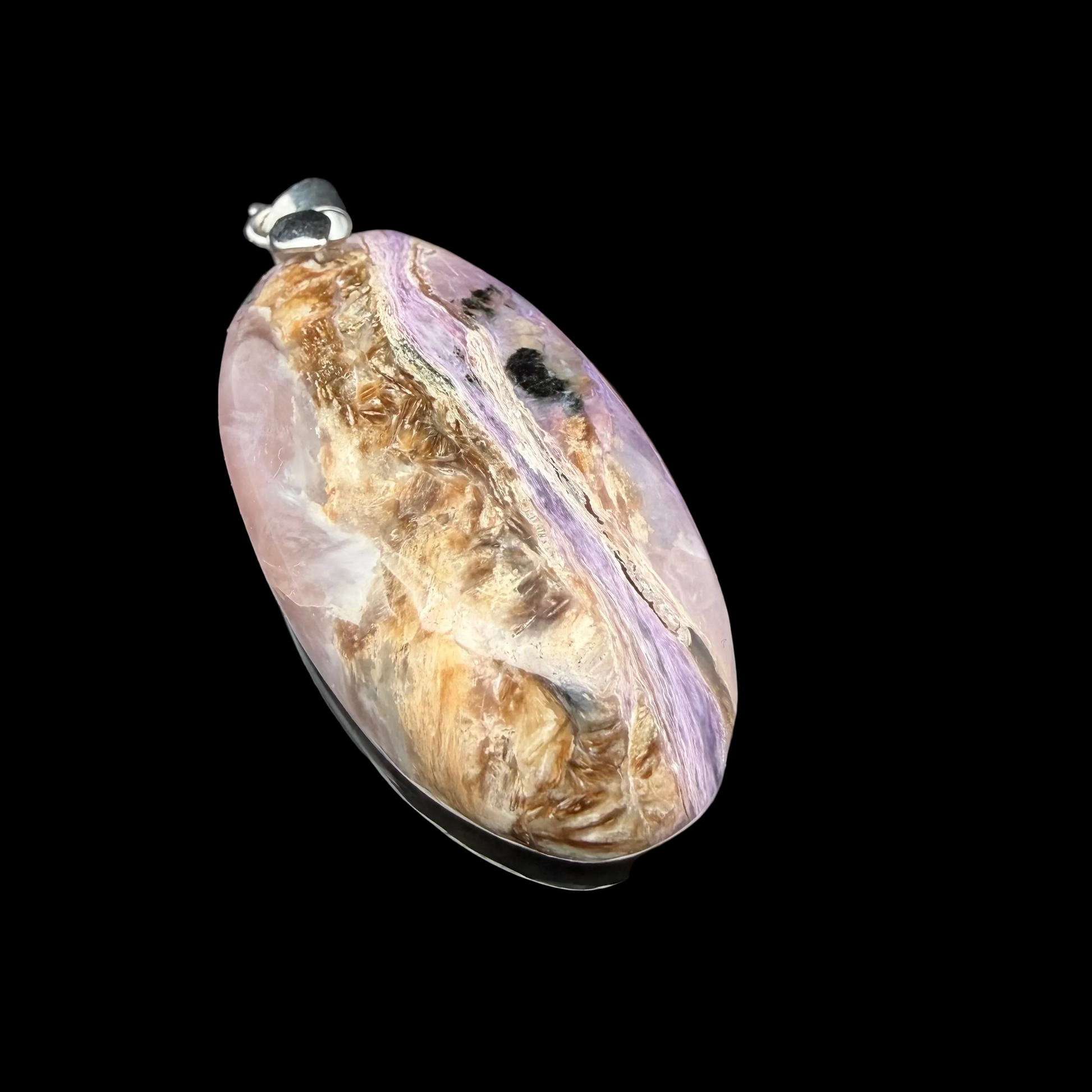 Charoite pendant 25 by 60 by 4 mm