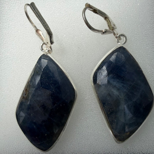 Sapphire Earrings 4 cm Silver 925