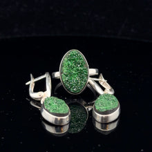 Загрузить изображение в средство просмотра галереи, Комплект Уваровит, кольцо 16,5 размер, серьги 4 см ; серебро 925
