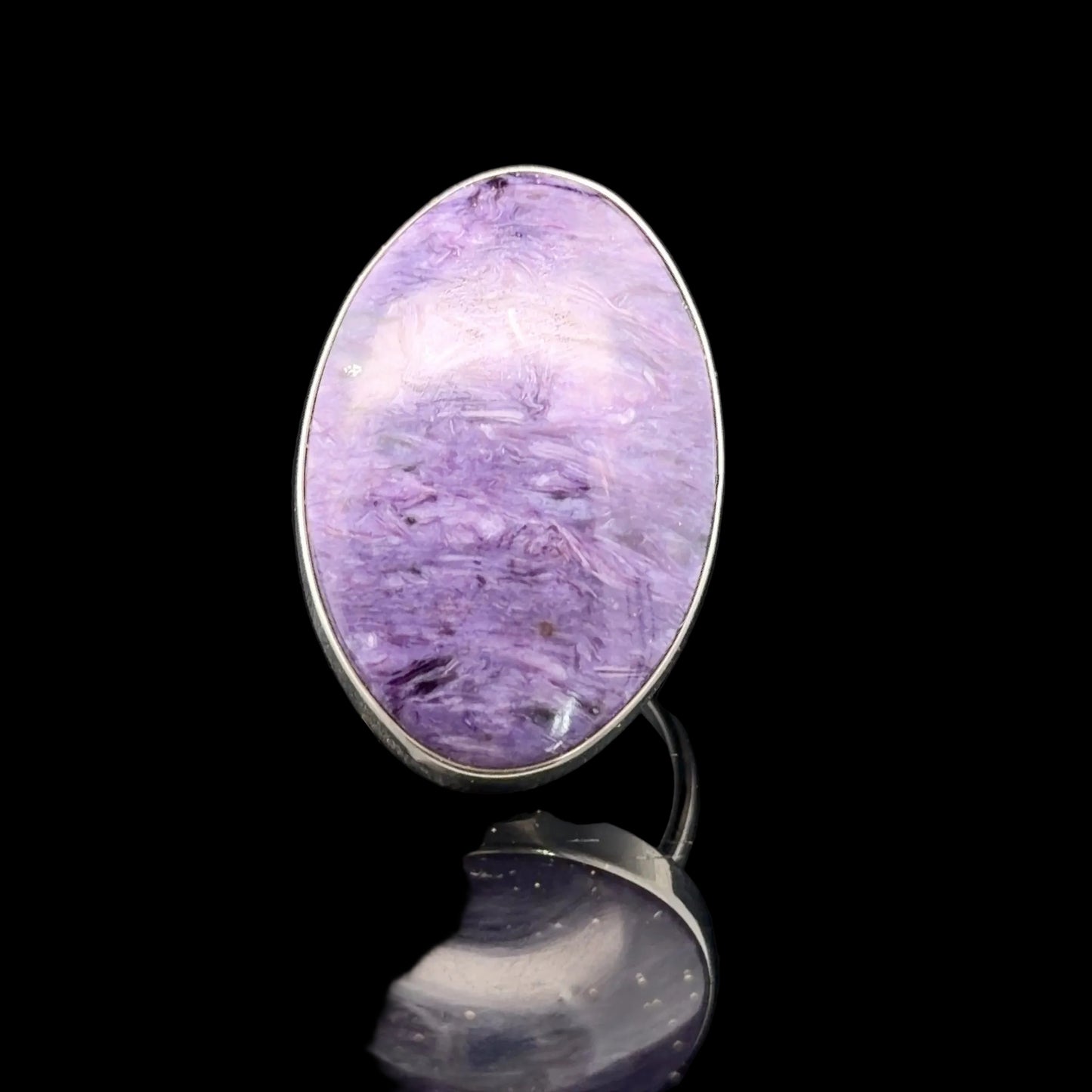 Charoite Ring Silver 925 Size 20 Stone 20 × 40 mm 10 g
