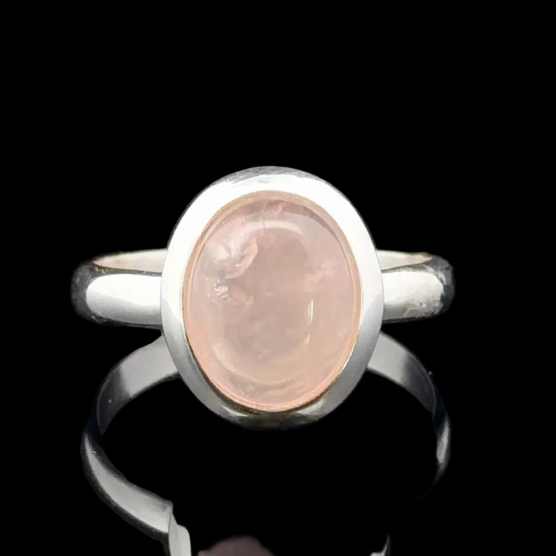 Rose Quartz Ring Silver 925 Size 16.5
