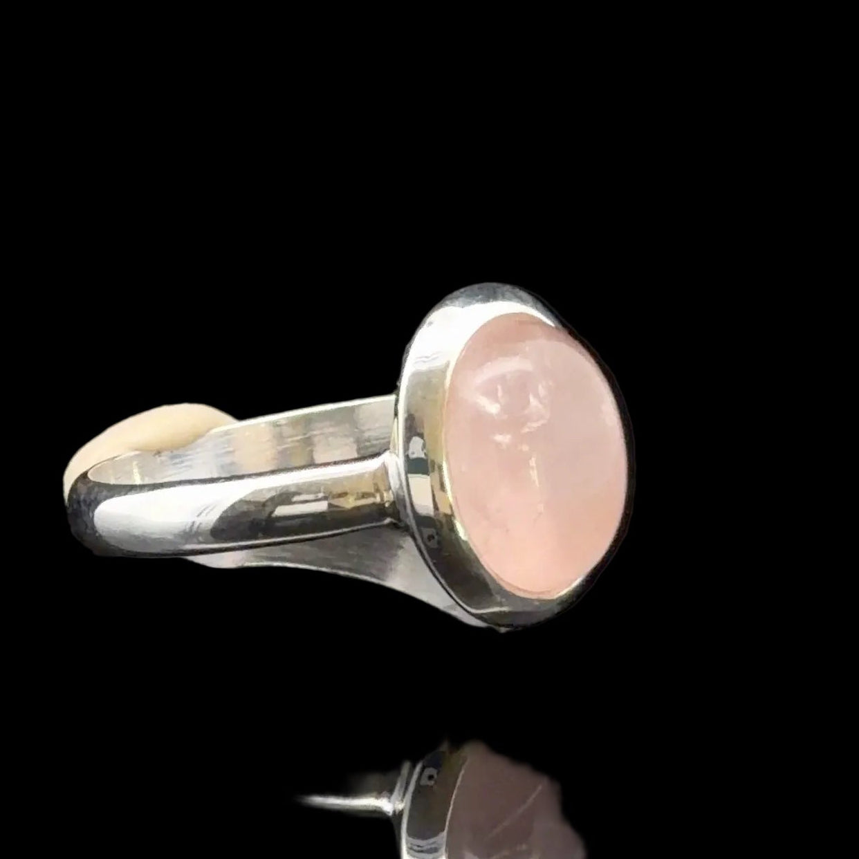 Rose Quartz Ring Silver 925 Size 16.5
