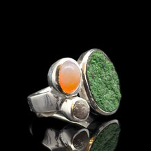 Загрузить изображение в средство просмотра галереи, Uvarovite Diamond Opal Ring Size 18 Sterling Silver 925
