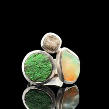Загрузить изображение в средство просмотра галереи, Uvarovite Diamond Opal Ring Size 18 Sterling Silver 925
