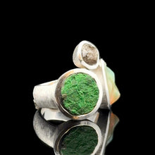 Загрузить изображение в средство просмотра галереи, Uvarovite Diamond Opal Ring Size 18 Sterling Silver 925
