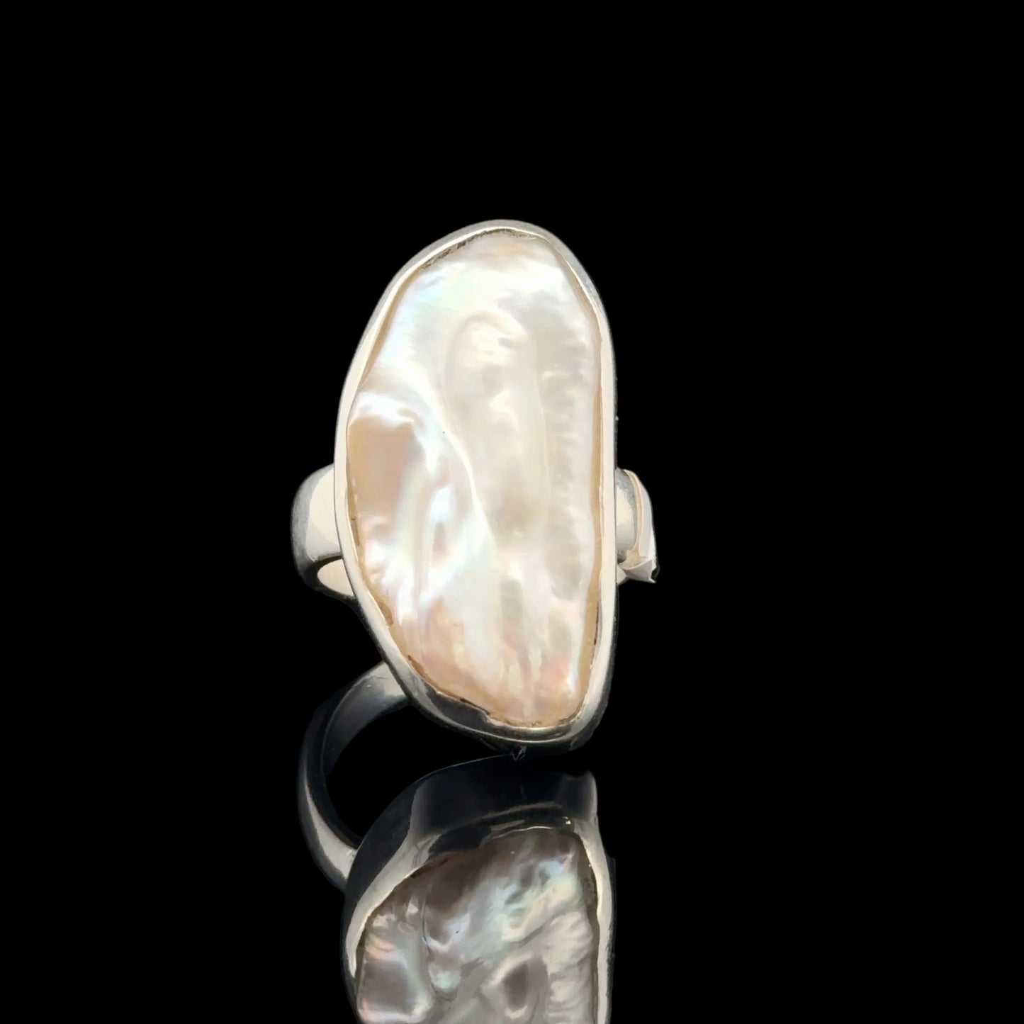 Pearl Ring, Size 16.5, Sterling Silver 925, 10 g