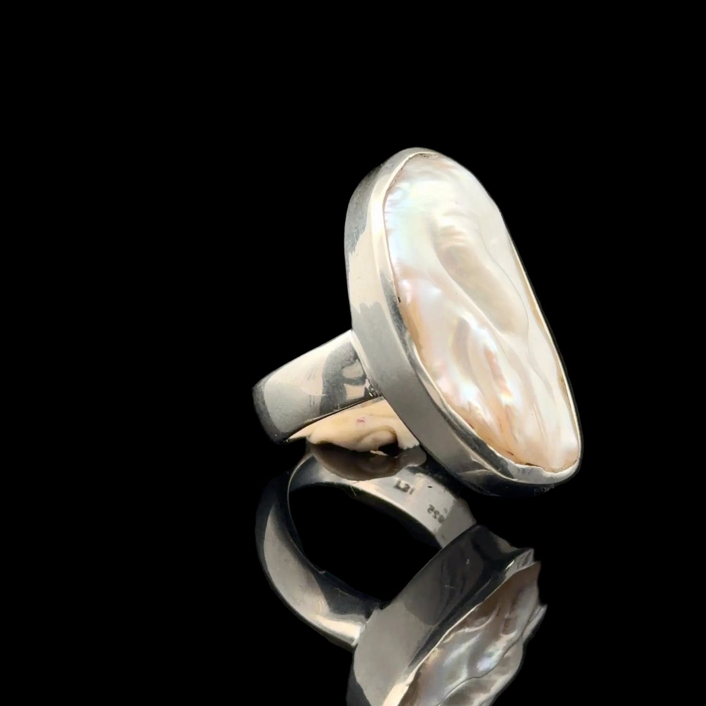 Pearl Ring, Size 16.5, Sterling Silver 925, 10 g