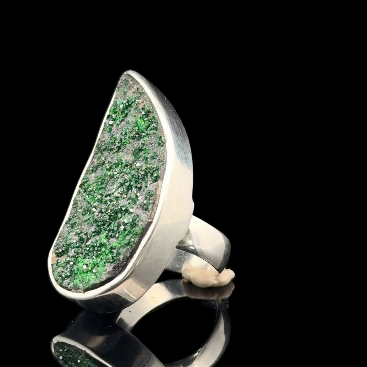 Uvarovite Garnet Ring, Size 18, Sterling Silver 925, 25 g