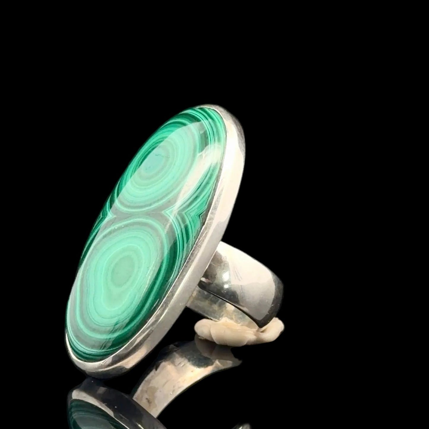 Malachite Ring, Size 17, Sterling Silver 925, 10 g