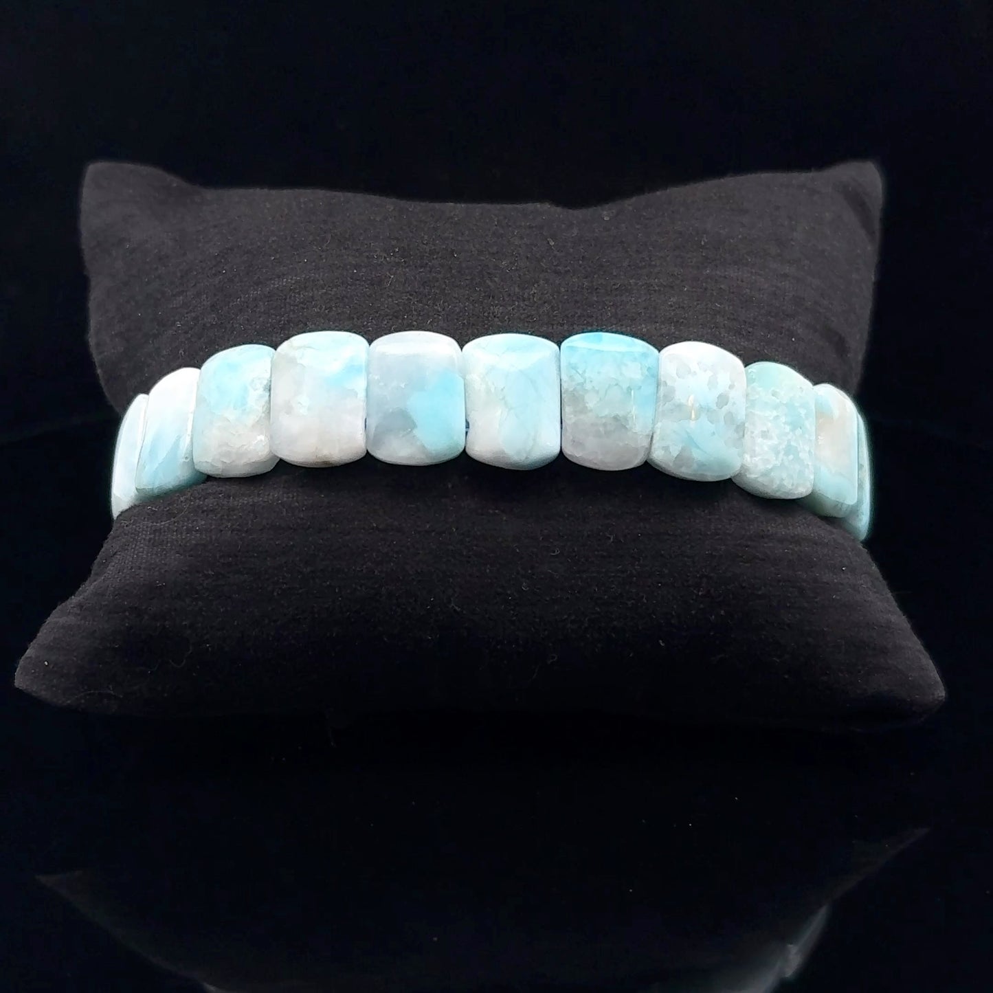 Larimar bracelet 8x12mm 22 beads natural blue gemstone jewelry  