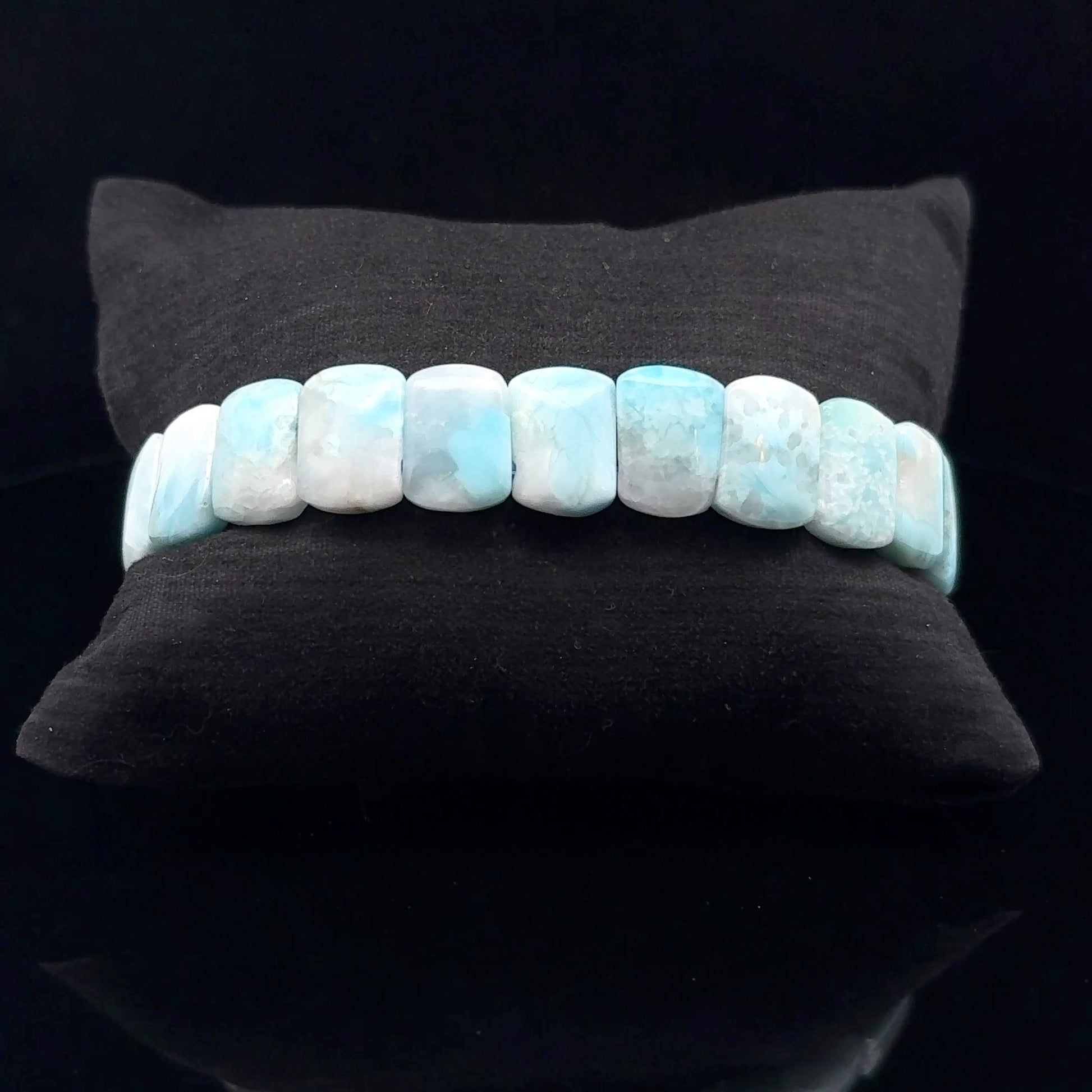Larimar bracelet 8x12mm 22 beads natural blue gemstone jewelry  